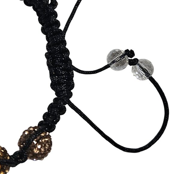 Multicolor Crystal Beaded Macrame Bracelet Adjustable Clear Bead Pull Ties - Picture 4 of 5